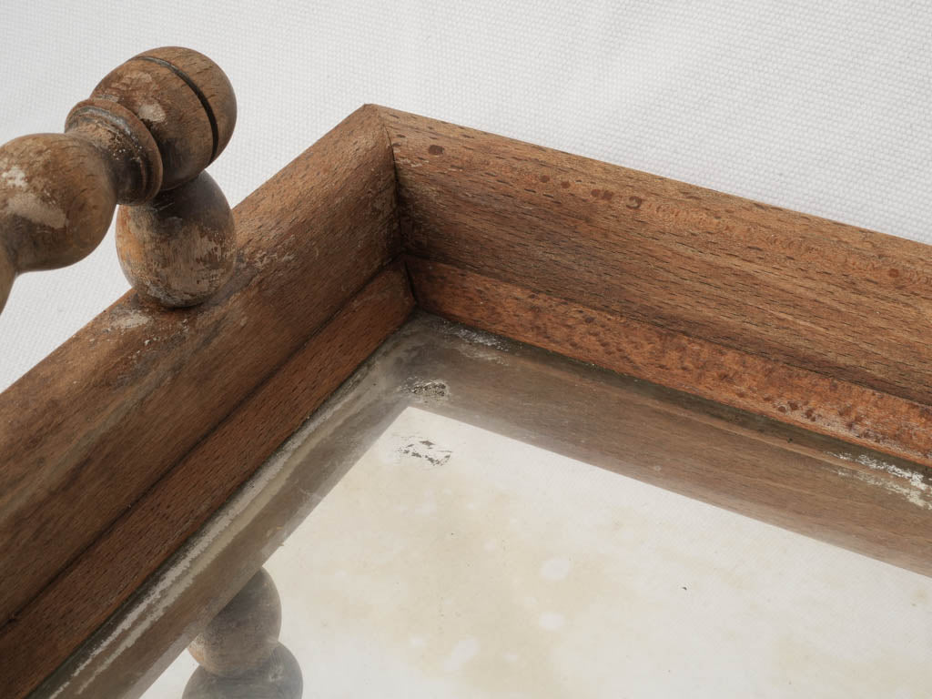 Decorative Rectangular Mirrored Tray w/ Bobbin-Turned Handles - 26"