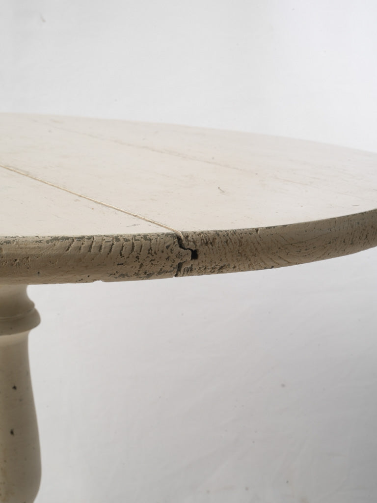 19th-Century French Farmhouse Round Wood Table - 31"