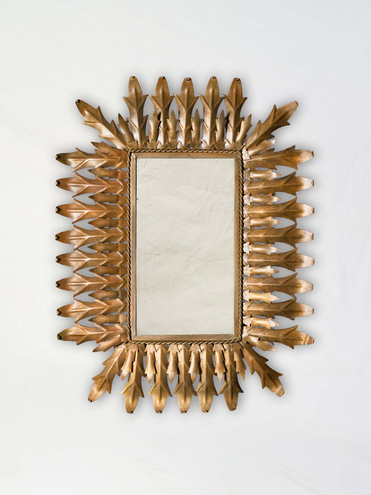 1970s Spanish Sculptural Gilt-Metal Mirror -32" x 24¾"