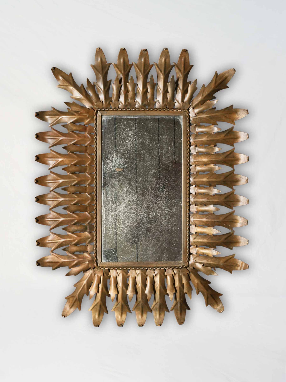 1970s Spanish Sculptural Gilt-Metal Mirror -32" x 24¾"
