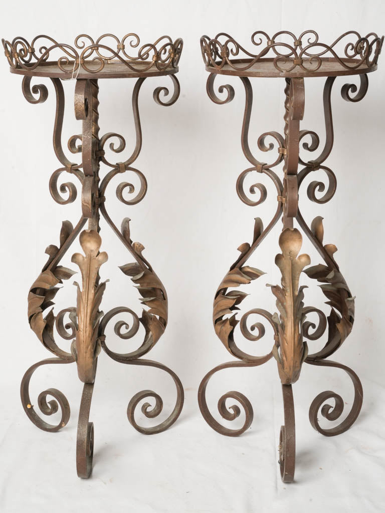 Early 20th-century iron plant stands