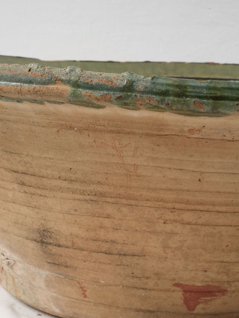 Oversized 19th-Century Spanish Tian Bowl W/ Green Glaze - 29¼"