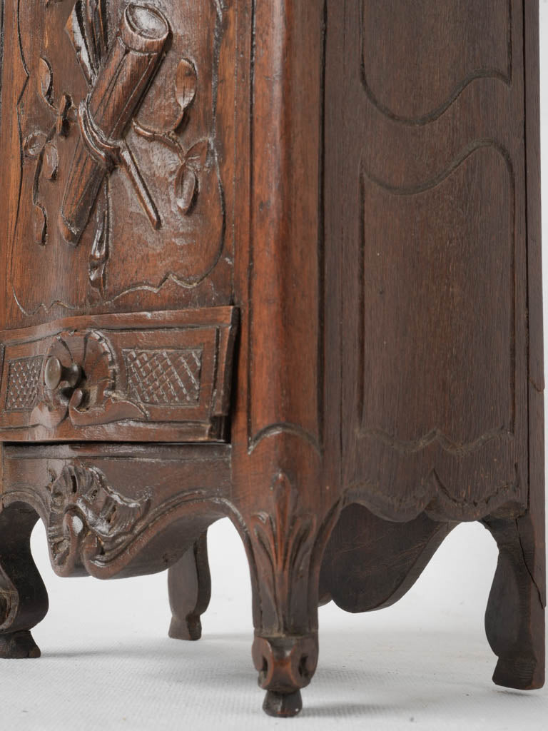 Vintage carved walnut salt storage