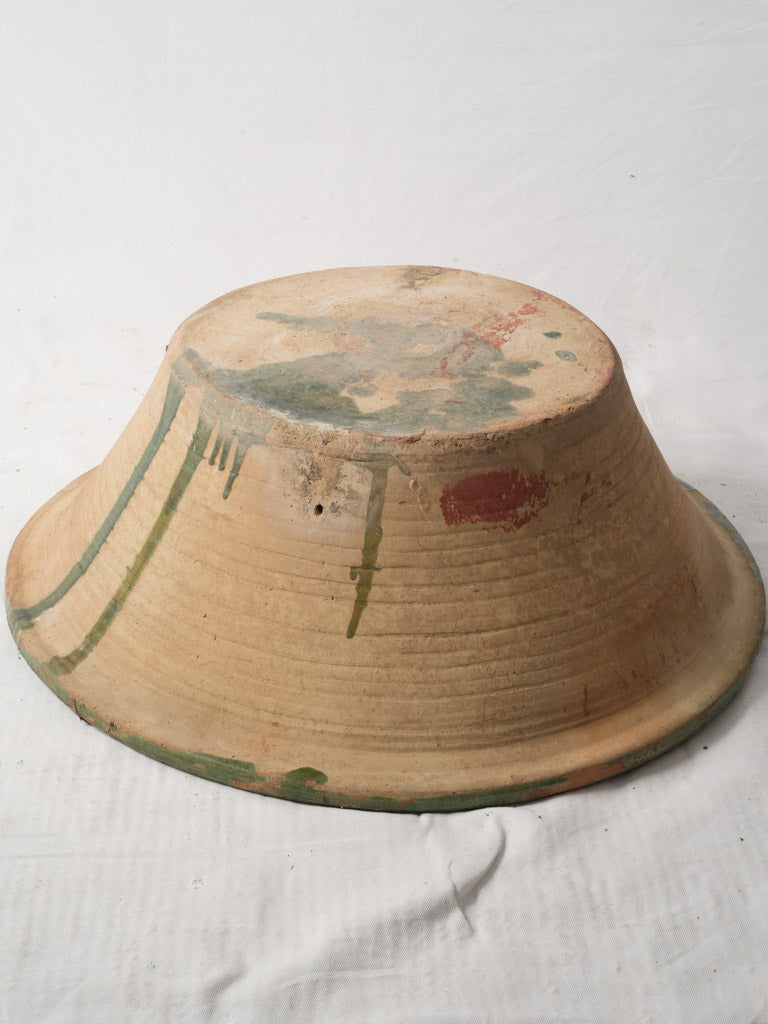 Oversized 19th-Century Spanish Tian Bowl W/ Green Glaze - 29¼"