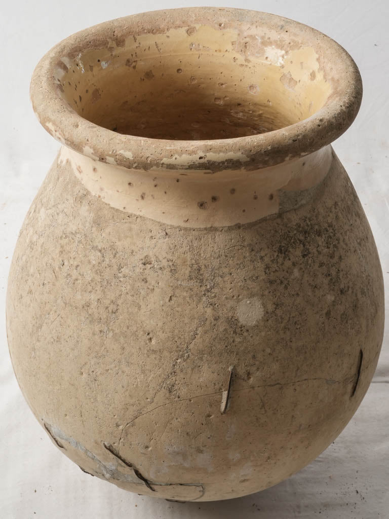 Small 18th-Century Rustic Biot Jar W/ Staple Repairs - 24"