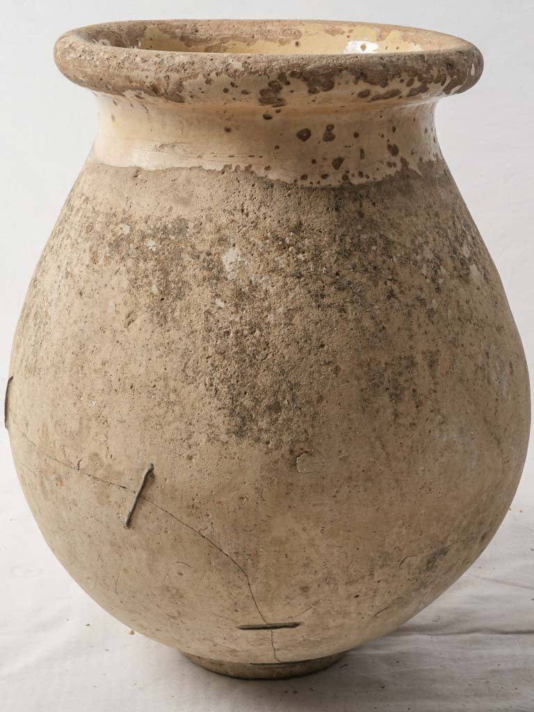 Small 18th-Century Rustic Biot Jar W/ Staple Repairs - 24"