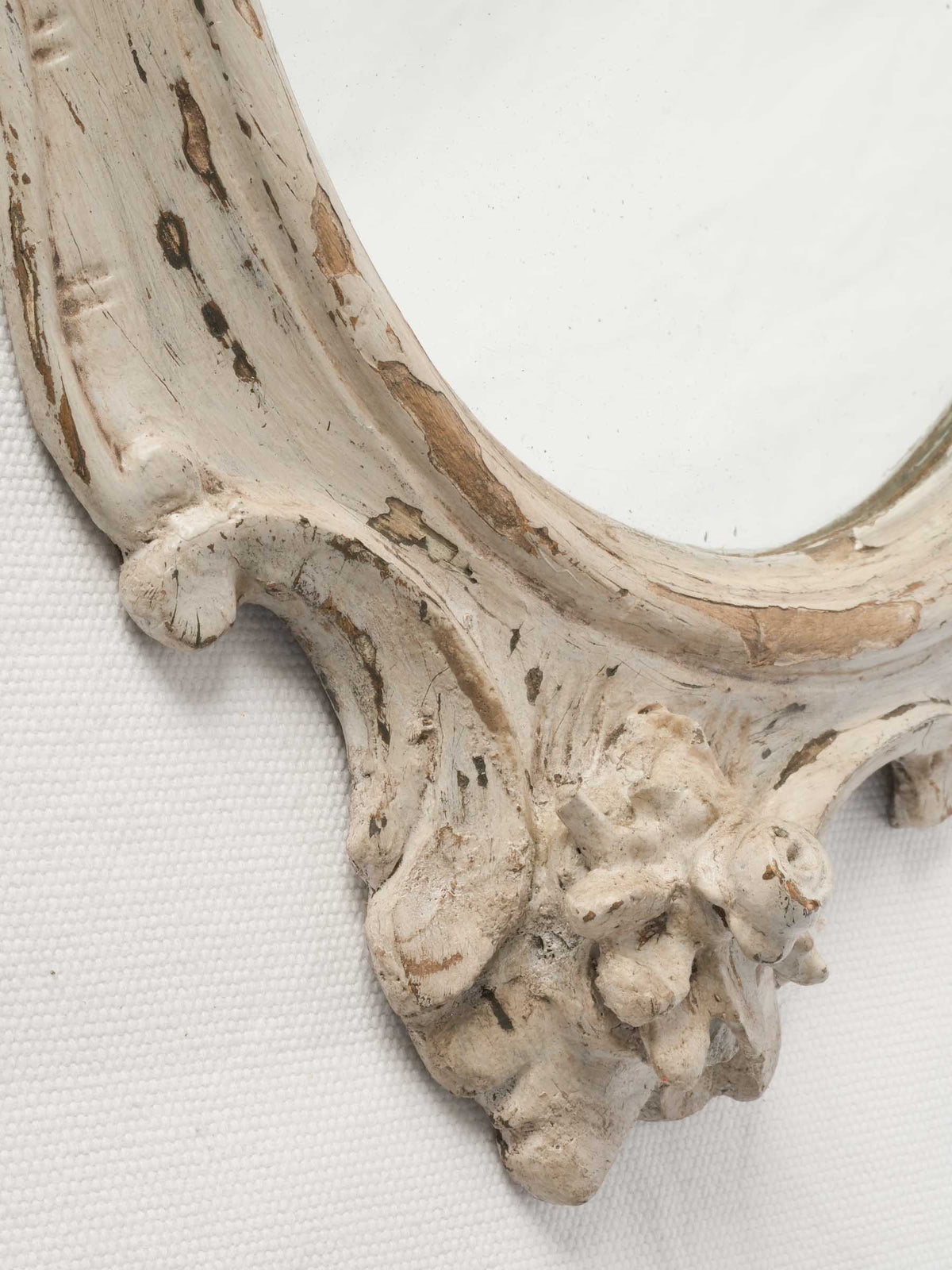 1970s Louis XV-Style White-Painted Cartouche Mirror - 39¾" x 26½"