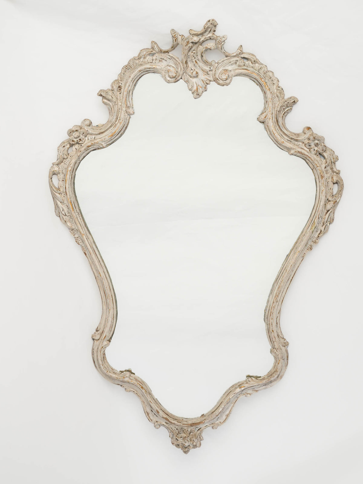 1970s Louis XV-Style White-Painted Cartouche Mirror - 39¾" x 26½"