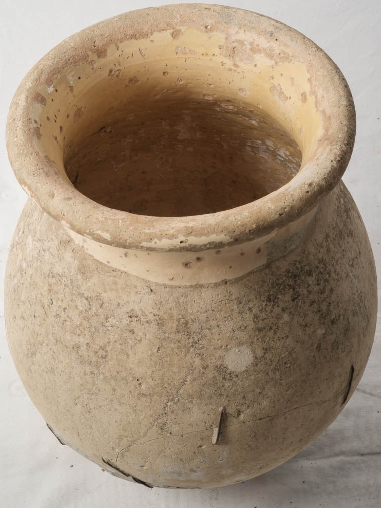 Small 18th-Century Rustic Biot Jar W/ Staple Repairs - 24"