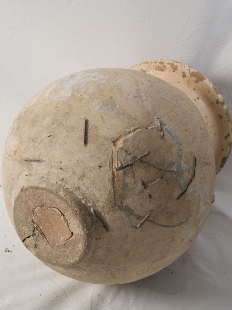 Small 18th-Century Rustic Biot Jar W/ Staple Repairs - 24"