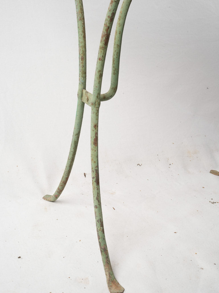 Small 19th-Century French Wrought Iron Table W/ Travertine Top - 28¼"