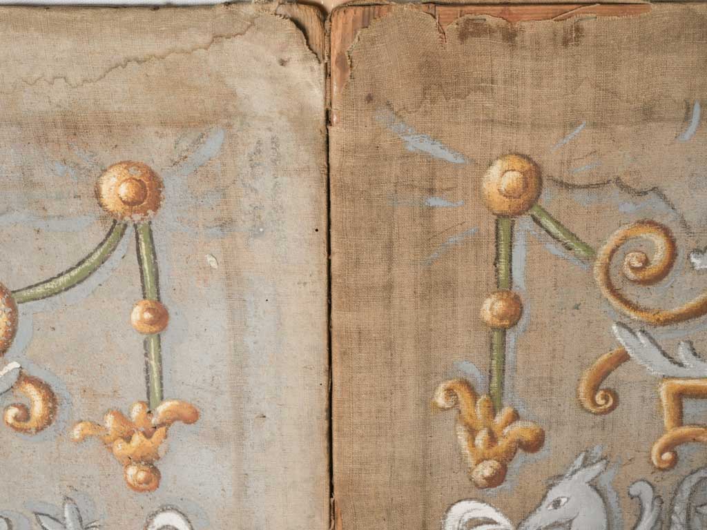 Charming aged canvas painted panel