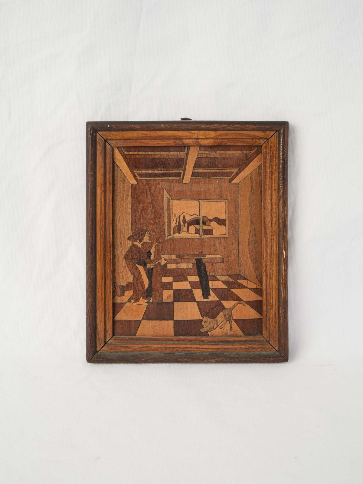 Mid-1950s Italian Intarsia Interior Scene, Luigi Buder - 10¾" x 9"