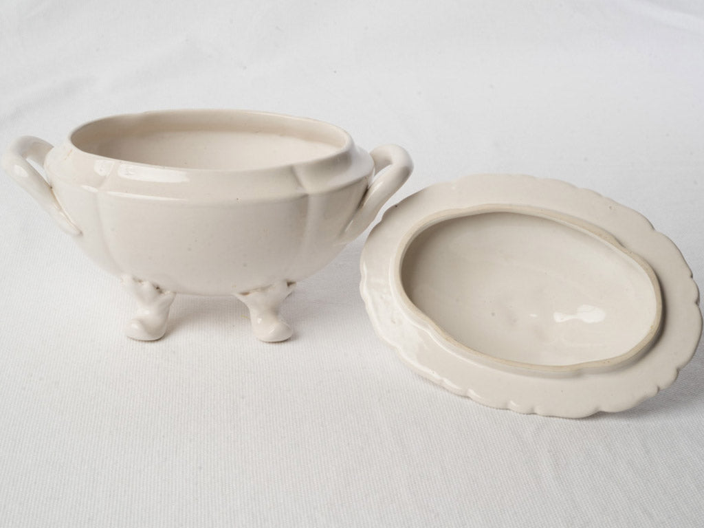 Dainty Mid-20th Century White Glazed Earthenware Tureen - 7"
