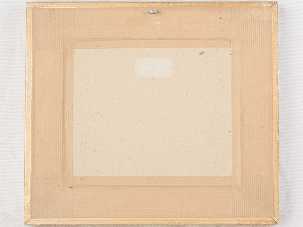 Petite French Watercolor Village Street Scene in Giltwood Frame - 9¾" x 11½"