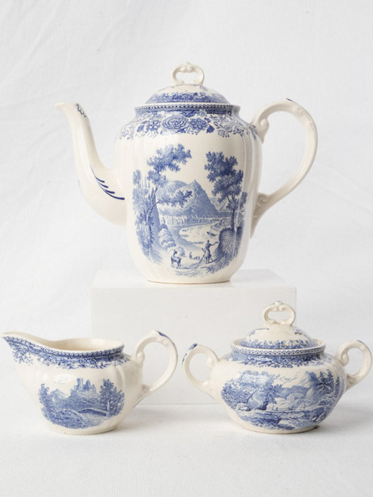 Mid-20th Century Villeroy & Boch Burgenland Blue & White Tea Service