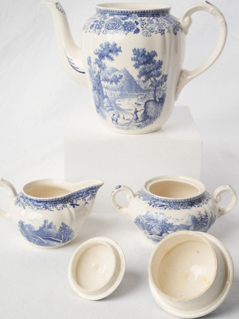 Mid-20th Century Villeroy & Boch Burgenland Blue & White Tea Service