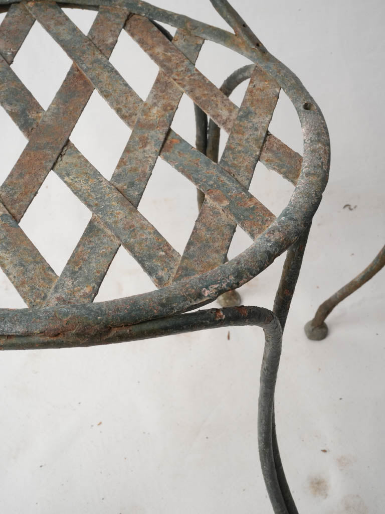 Pair Of Napoleon III Wrought Iron Garden Chairs With Lattice Seats