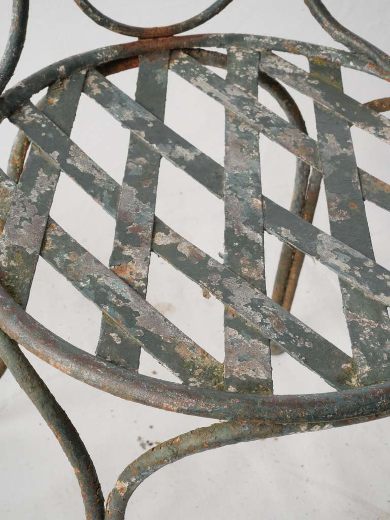 Pair Of Napoleon III Wrought Iron Garden Chairs With Lattice Seats