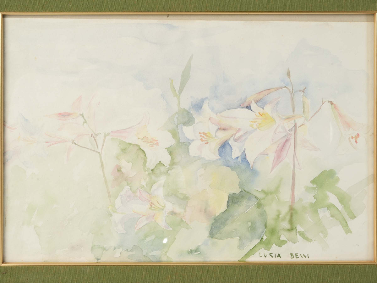 Mid-20th-Century Floral Watercolor by Lucia Bessi - 18½" x 25½"