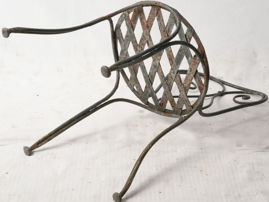 Pair Of Napoleon III Wrought Iron Garden Chairs With Lattice Seats