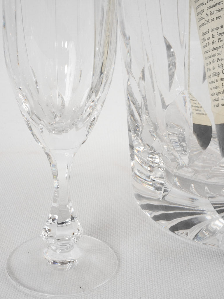 Crystal champagne bucket w/ 6 flutes - 1930s