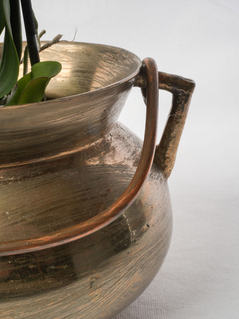 Robust swing-handle bronze cauldron