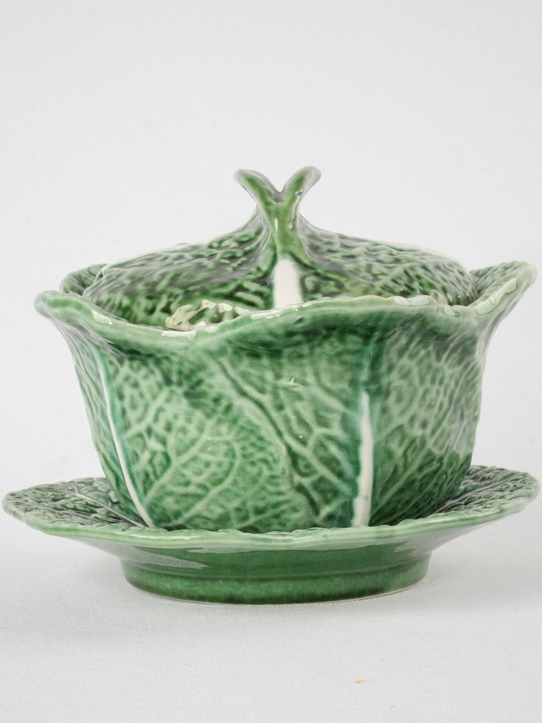 Vintage cabbage tureen - majolica 5½"