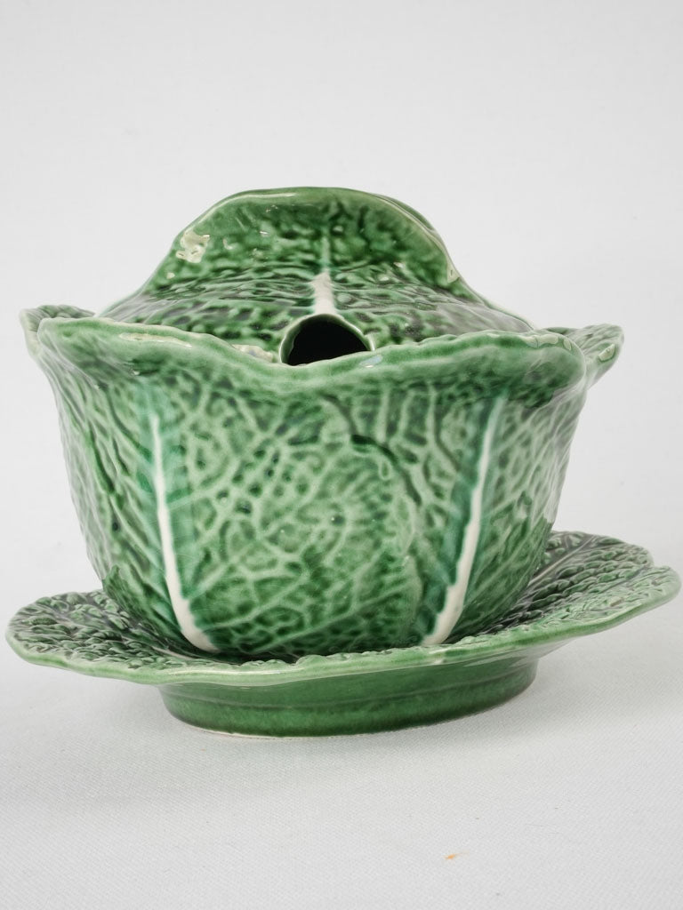 Vintage cabbage tureen - majolica 5½"