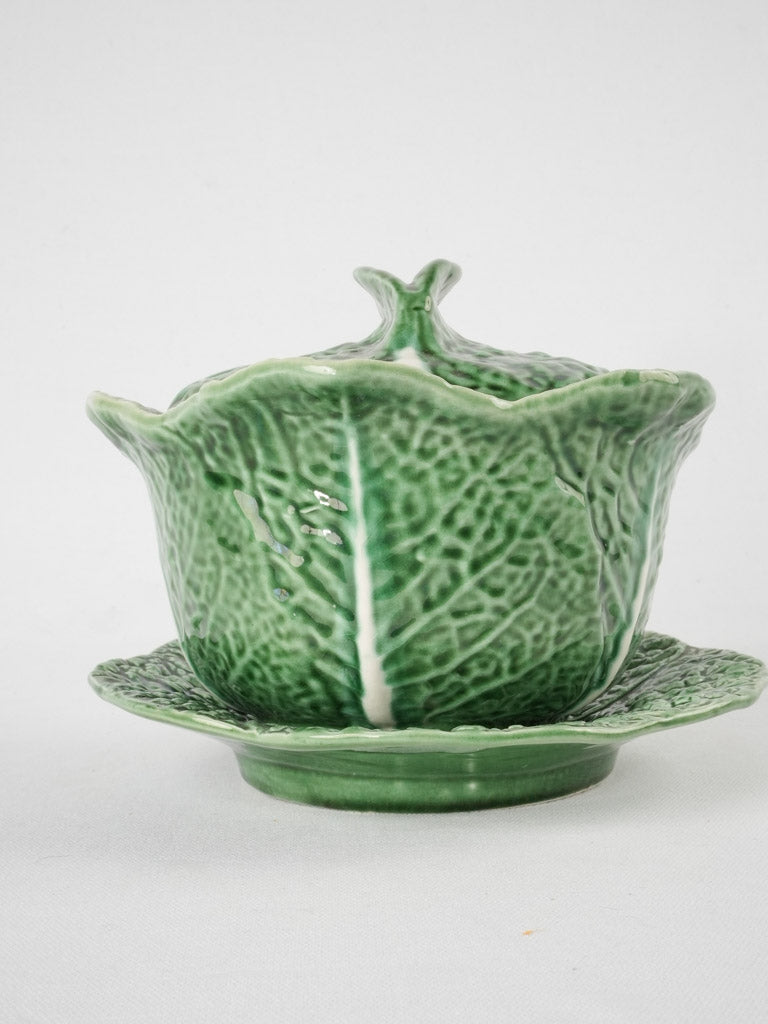 Vintage cabbage tureen - majolica 5½"
