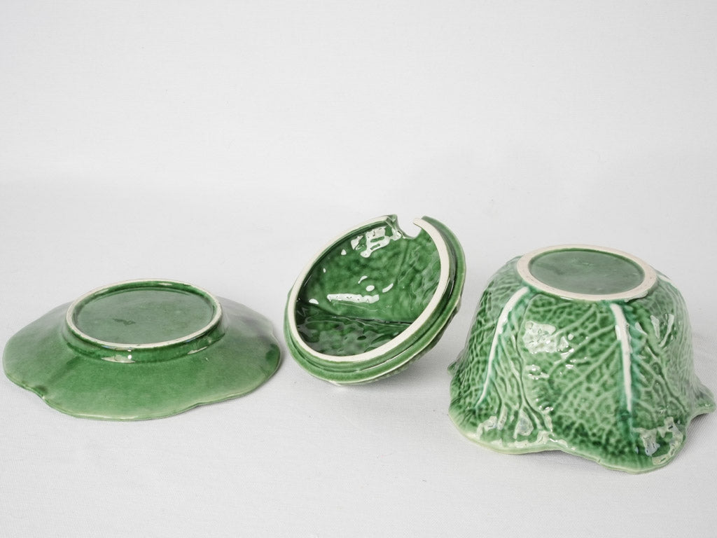 Vintage cabbage tureen - majolica 5½"