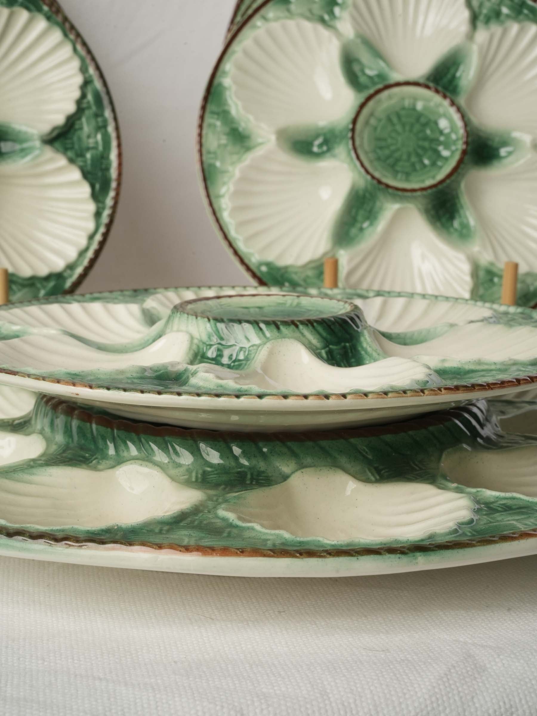 French Majolica Oyster Service for 10 with Matching Platter