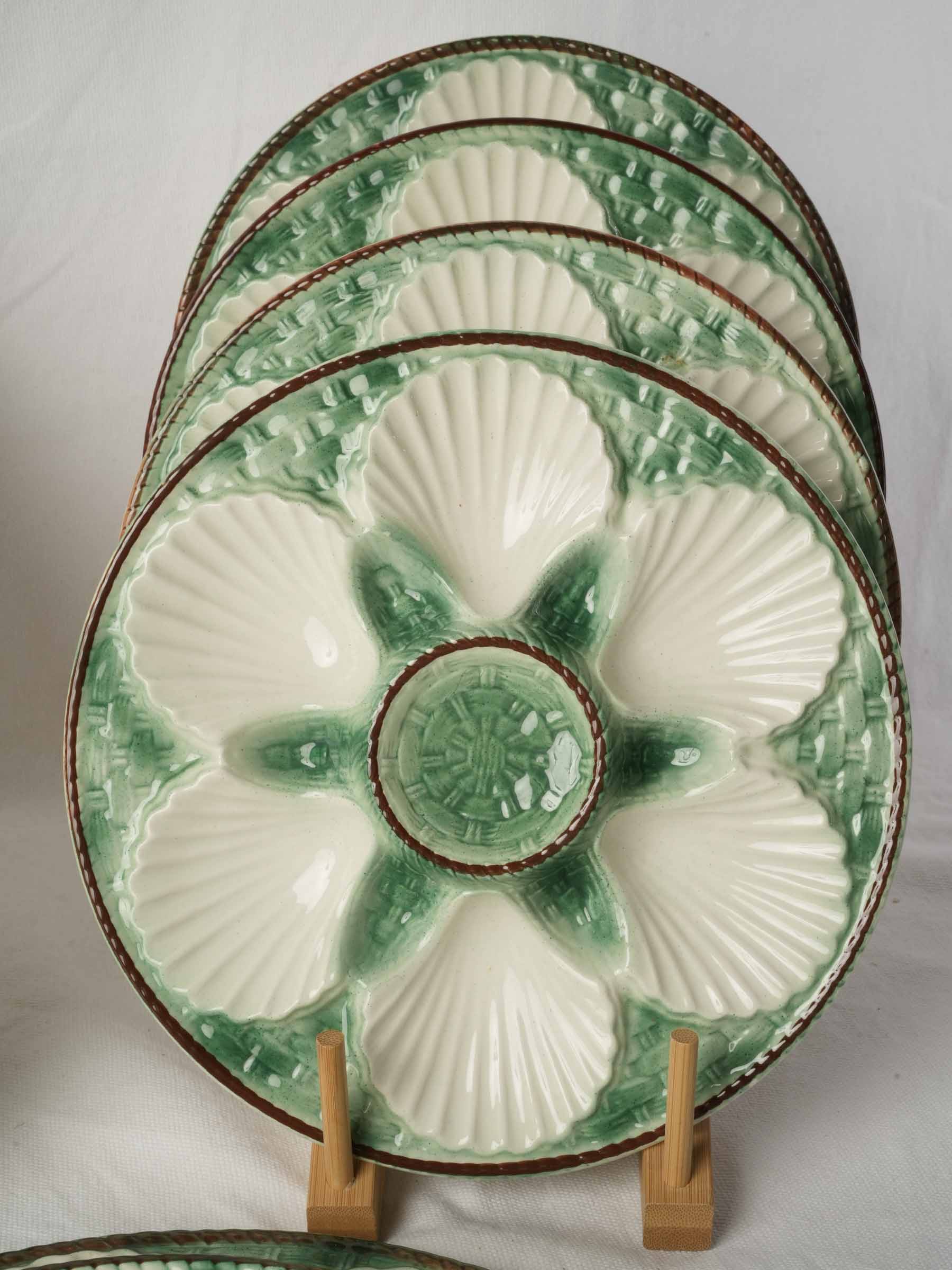 French Majolica Oyster Service for 10 with Matching Platter