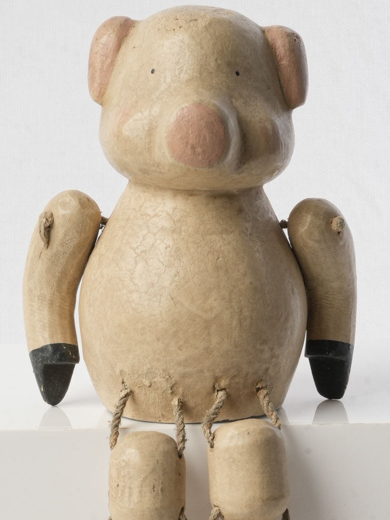 Antique carved wood pig figure