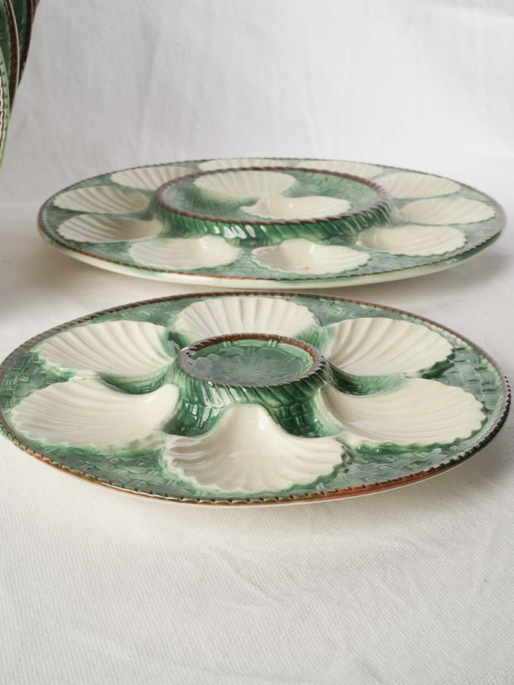 French Majolica Oyster Service for 10 with Matching Platter