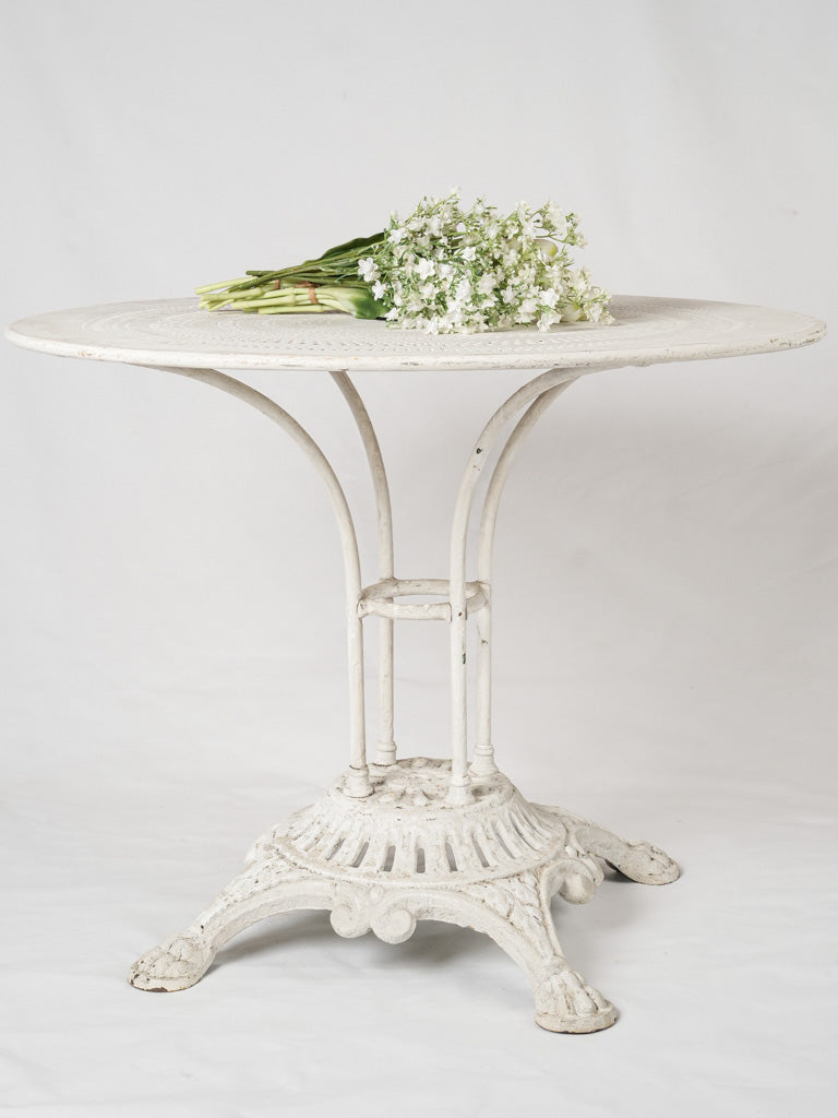 Antique French garden table w/ white patina \u0026 perforated top - round 3, image size:768x1024