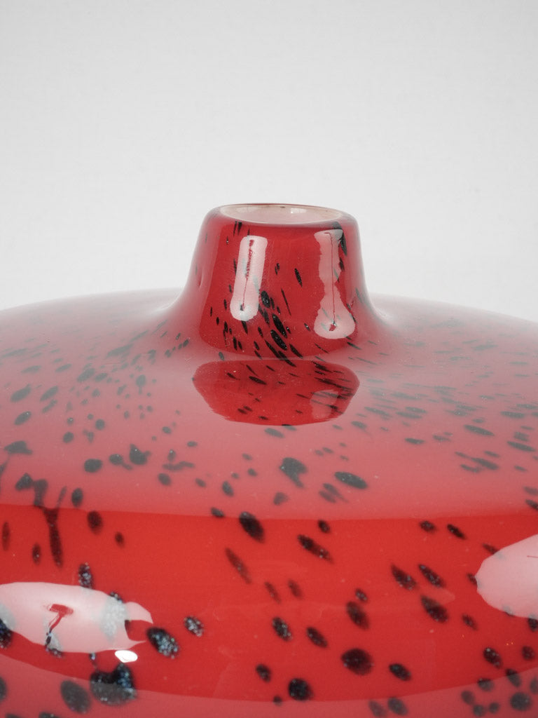 Shiny red Murano centerpiece vase