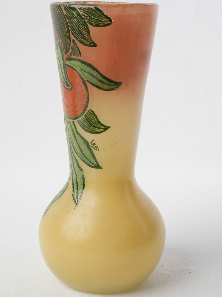 Colorful 1920s fruit motif vase