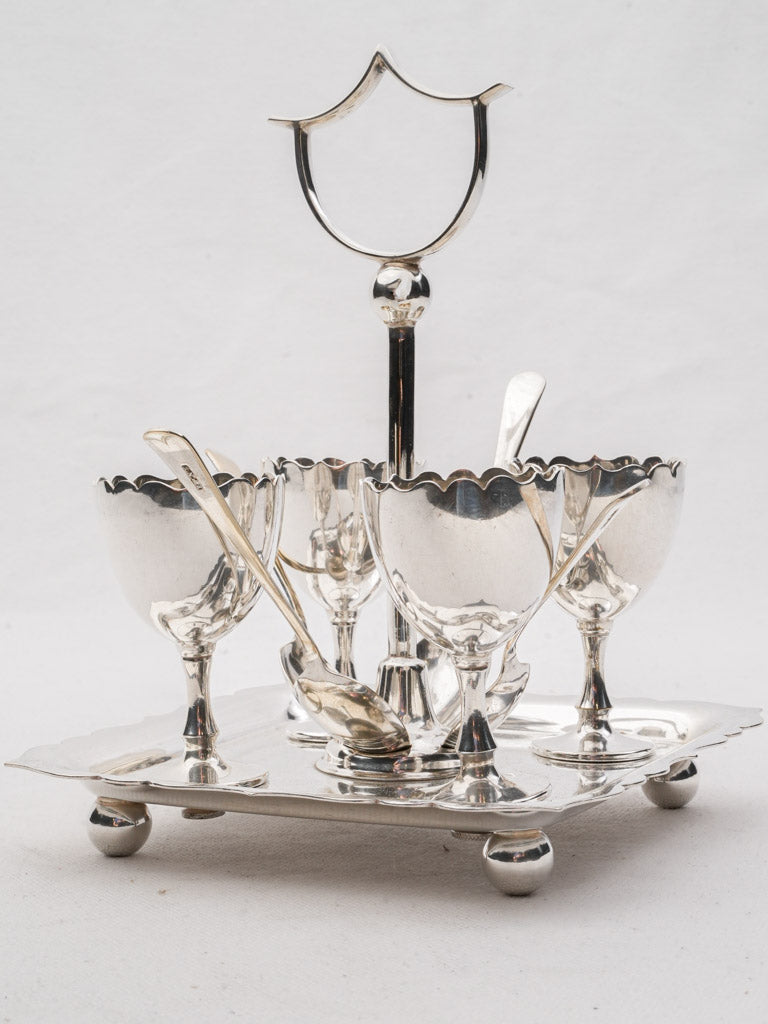 Vintage silverplate egg cup set