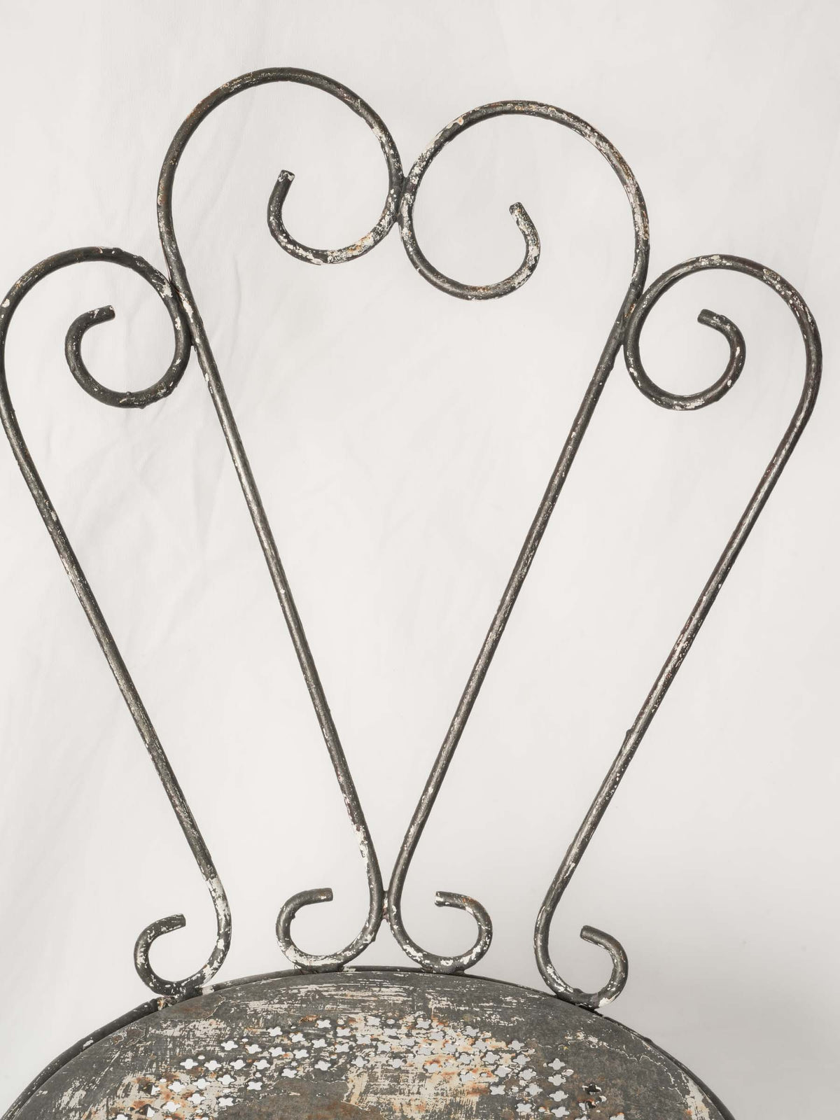 Set of Four 1960s French Wrought-Iron Garden Chairs w/ Weathered Patina