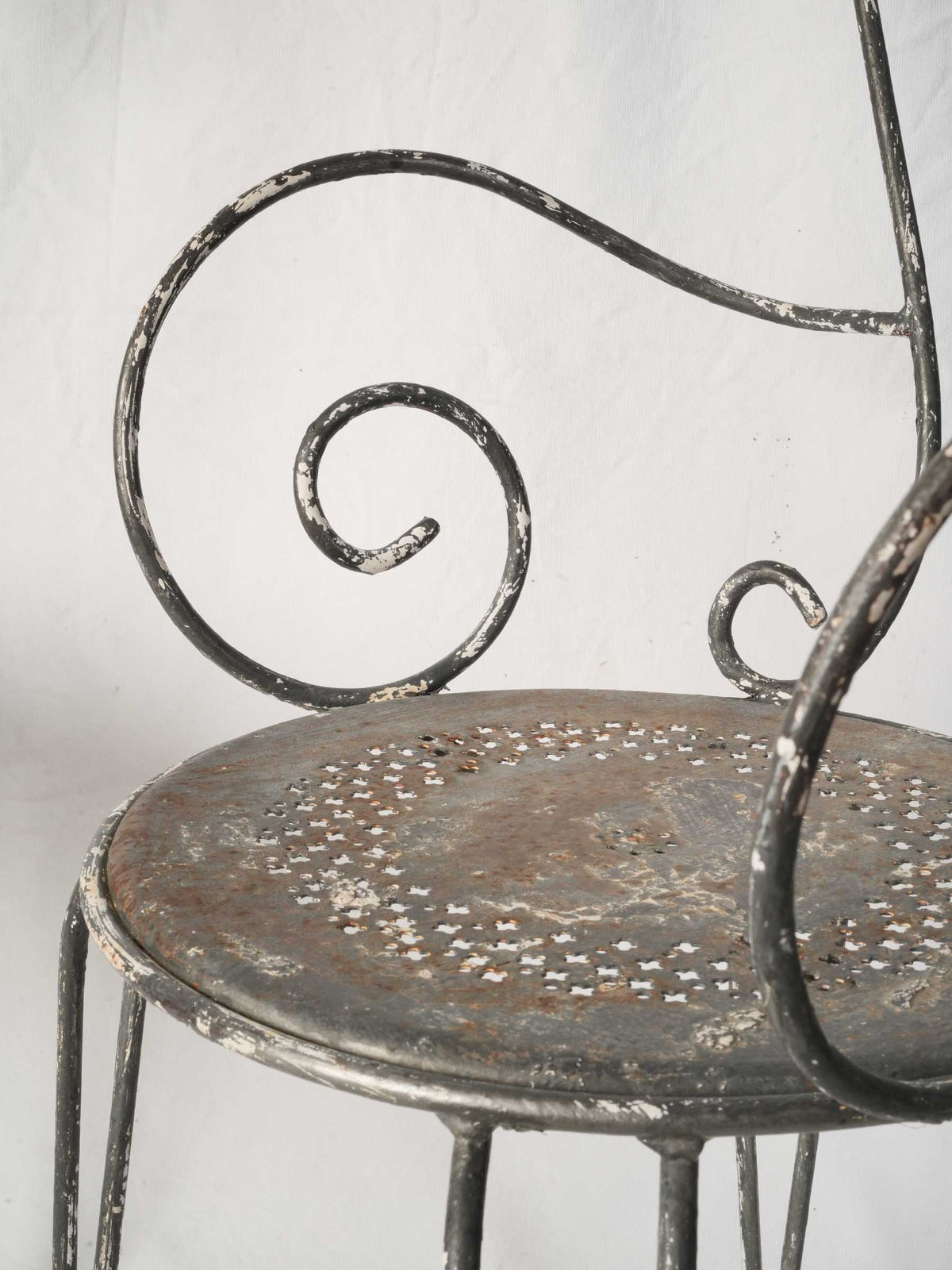 Set of Four 1960s French Wrought-Iron Garden Chairs w/ Weathered Patina