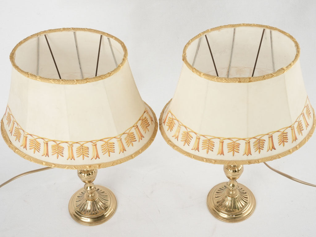 Pair of 19th century table lamps w/ oval shades 16¼"