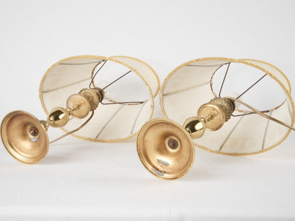 Pair of 19th century table lamps w/ oval shades 16¼"