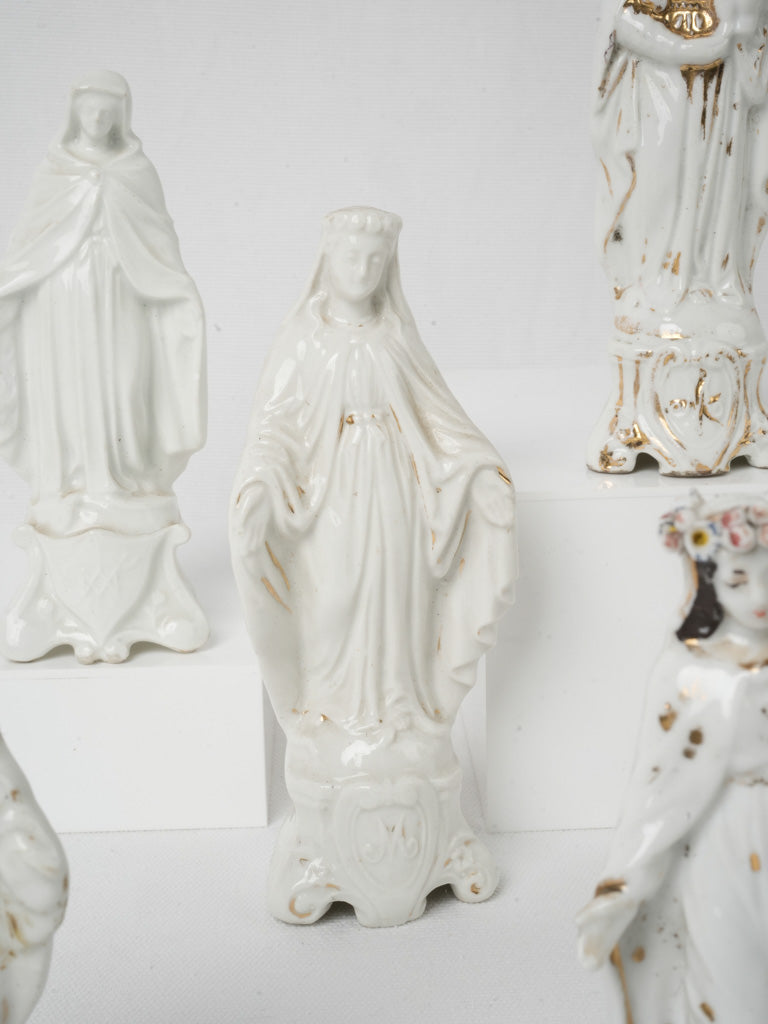Polychrome-painted religious figurine set