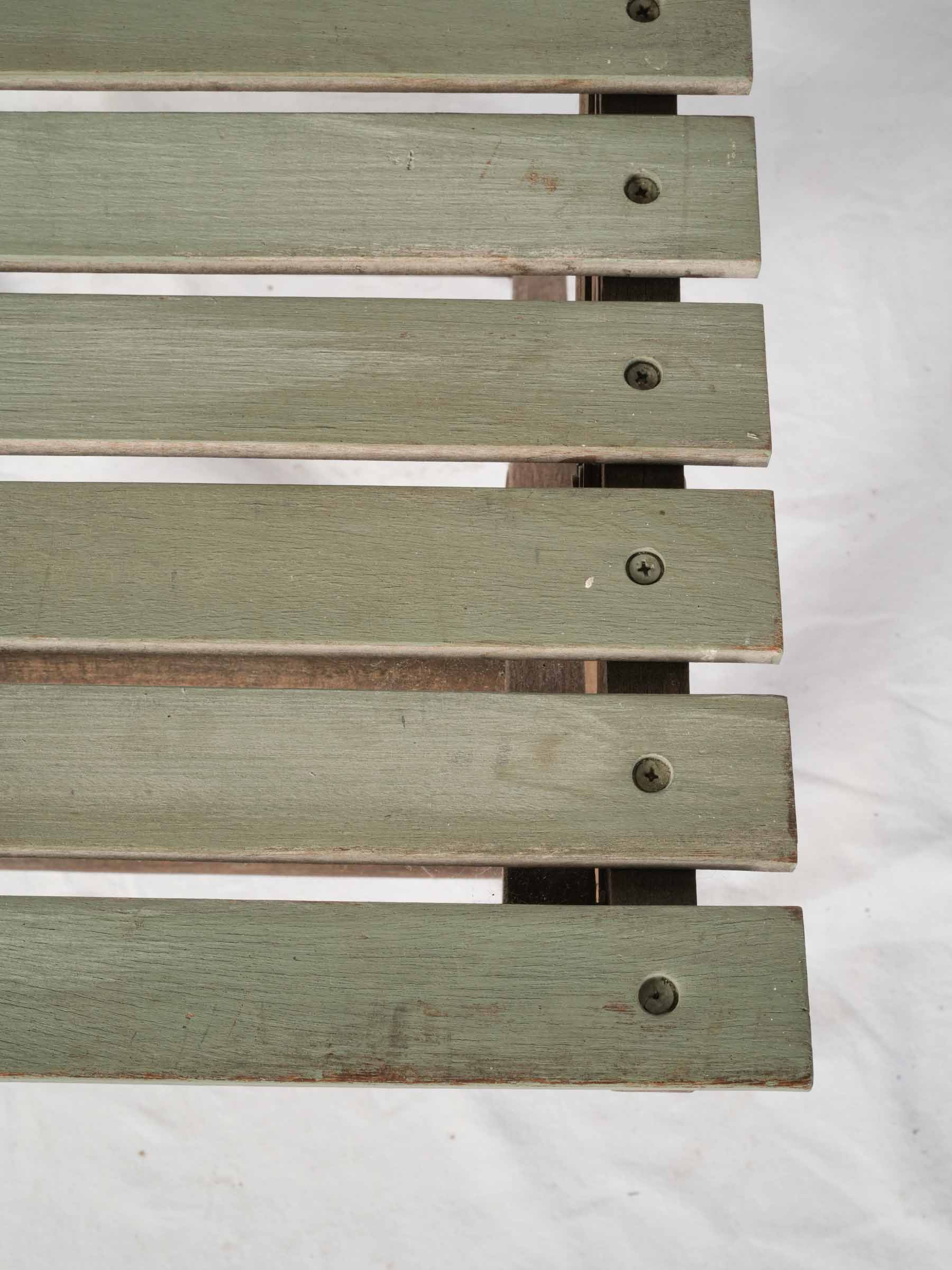 Set of Six Folding Teak Garden Chairs w/ Sage Green Finish