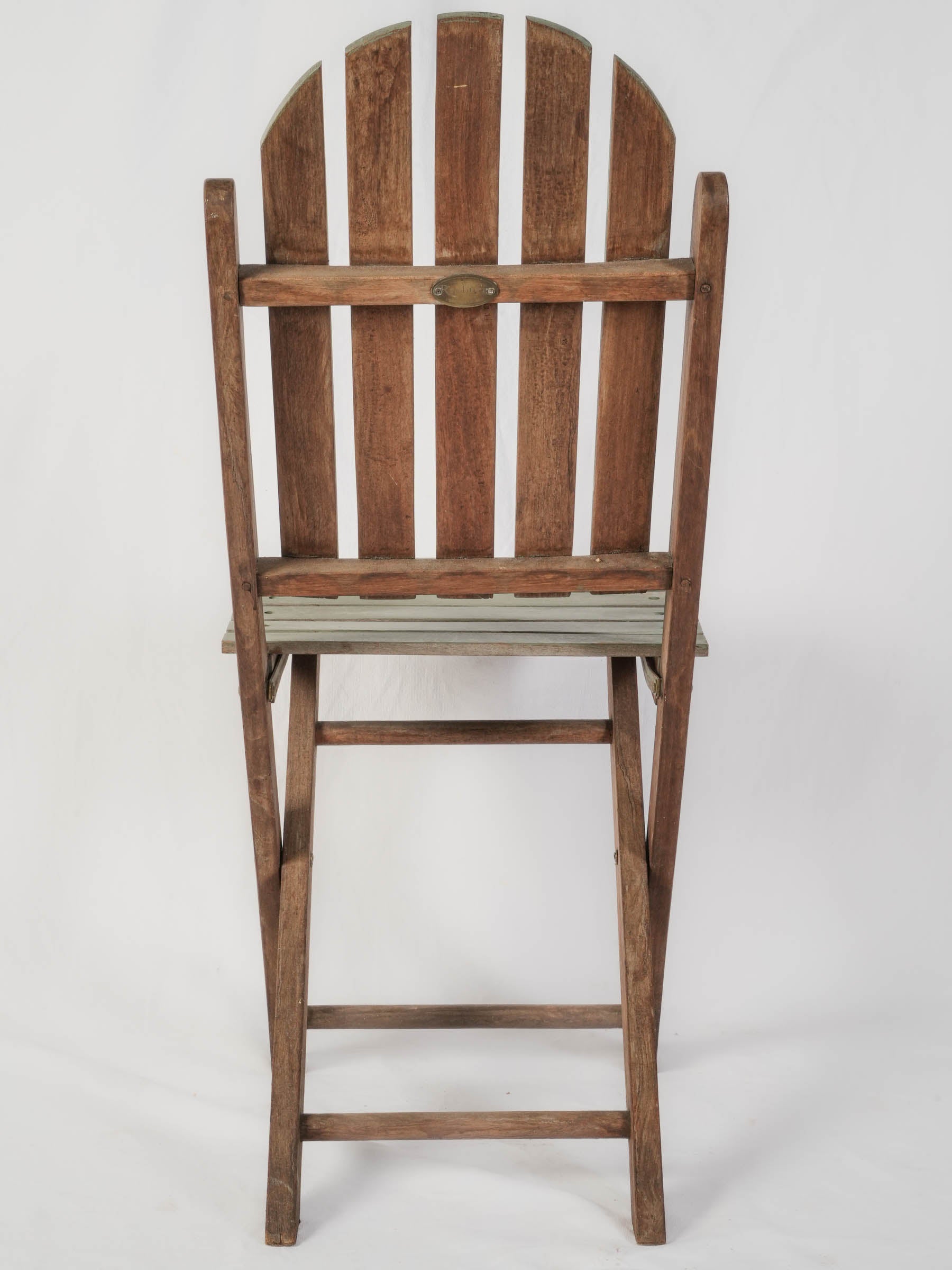 Set of Six Folding Teak Garden Chairs w/ Sage Green Finish