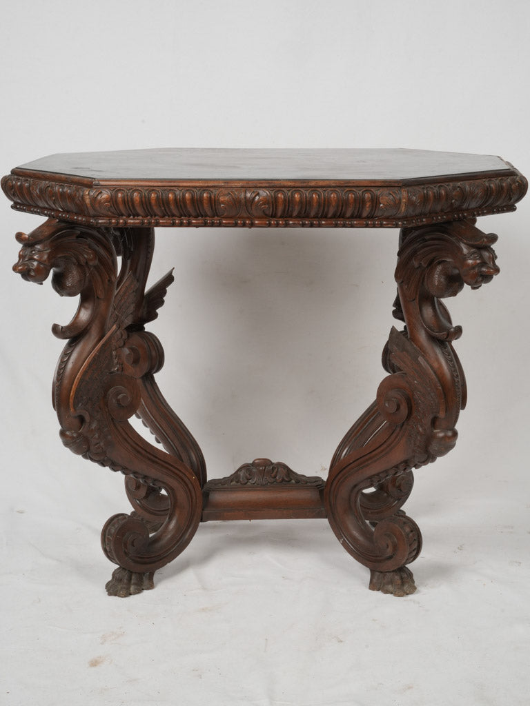 Stately antique chimera guardian table