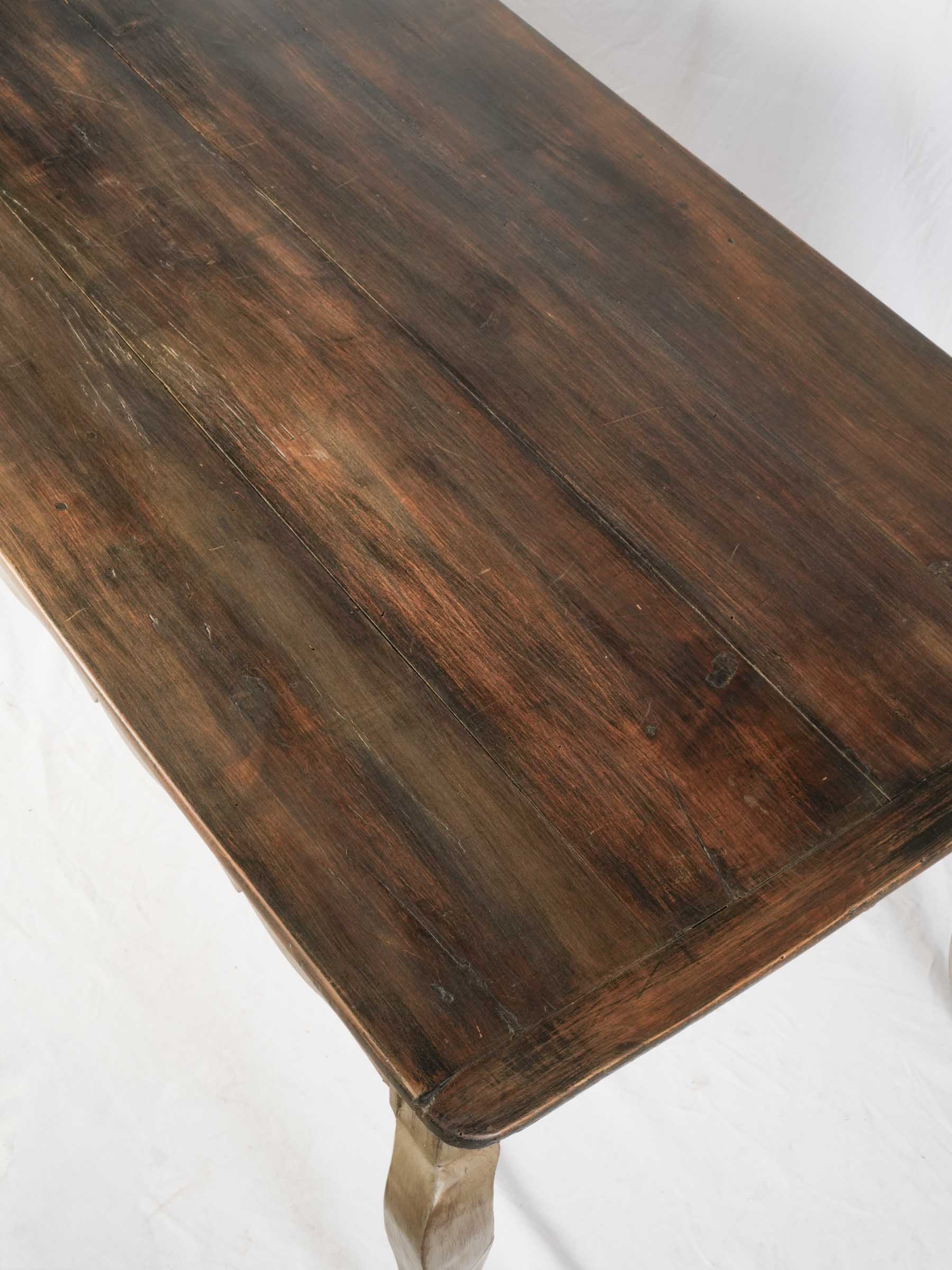 French Chestnut Farmhouse Table with Painted Base, c. 1900 - 70½"