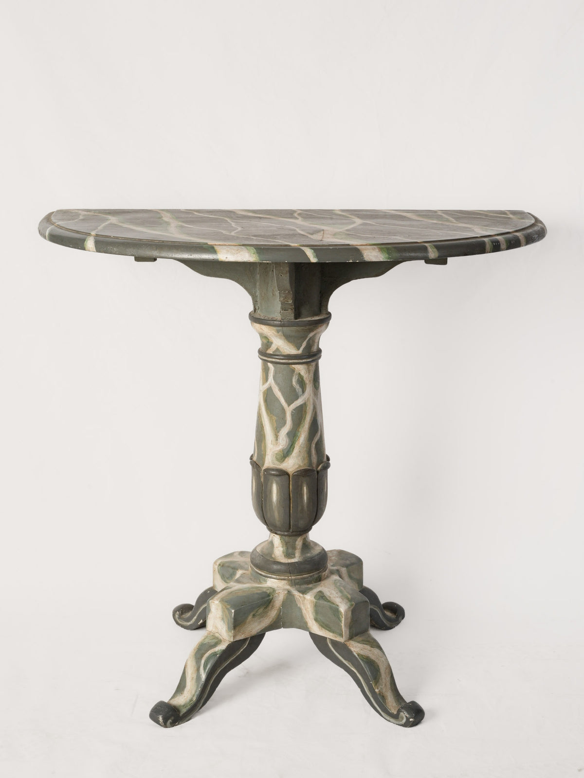1960s–70s Italian Faux-Marble Painted Demi-Lune Console - 32" x 35¾"