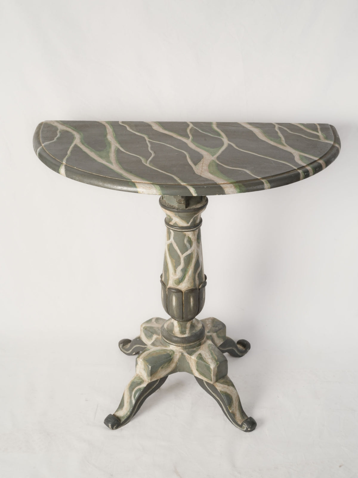 1960s–70s Italian Faux-Marble Painted Demi-Lune Console - 32" x 35¾"